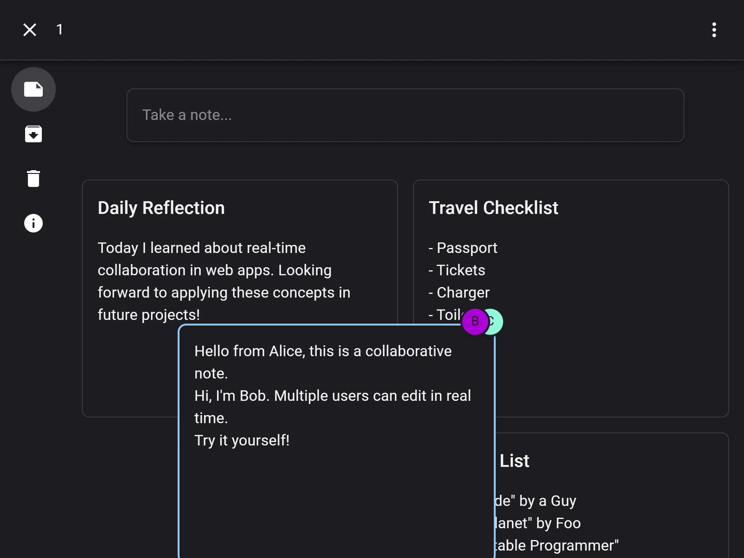 Notes drag and drop